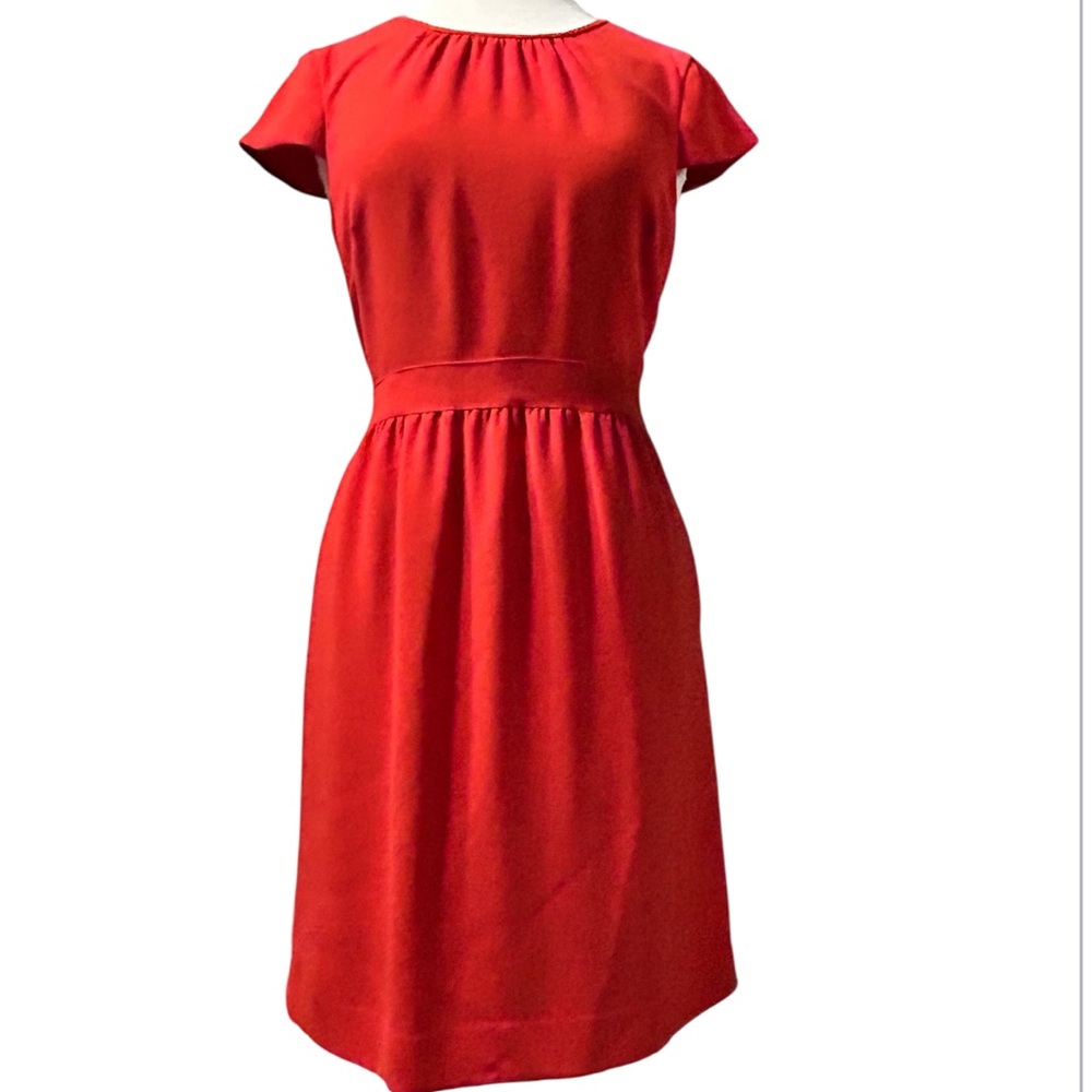 J. Crew Red Cerise Crepe Midi Dress Size 8